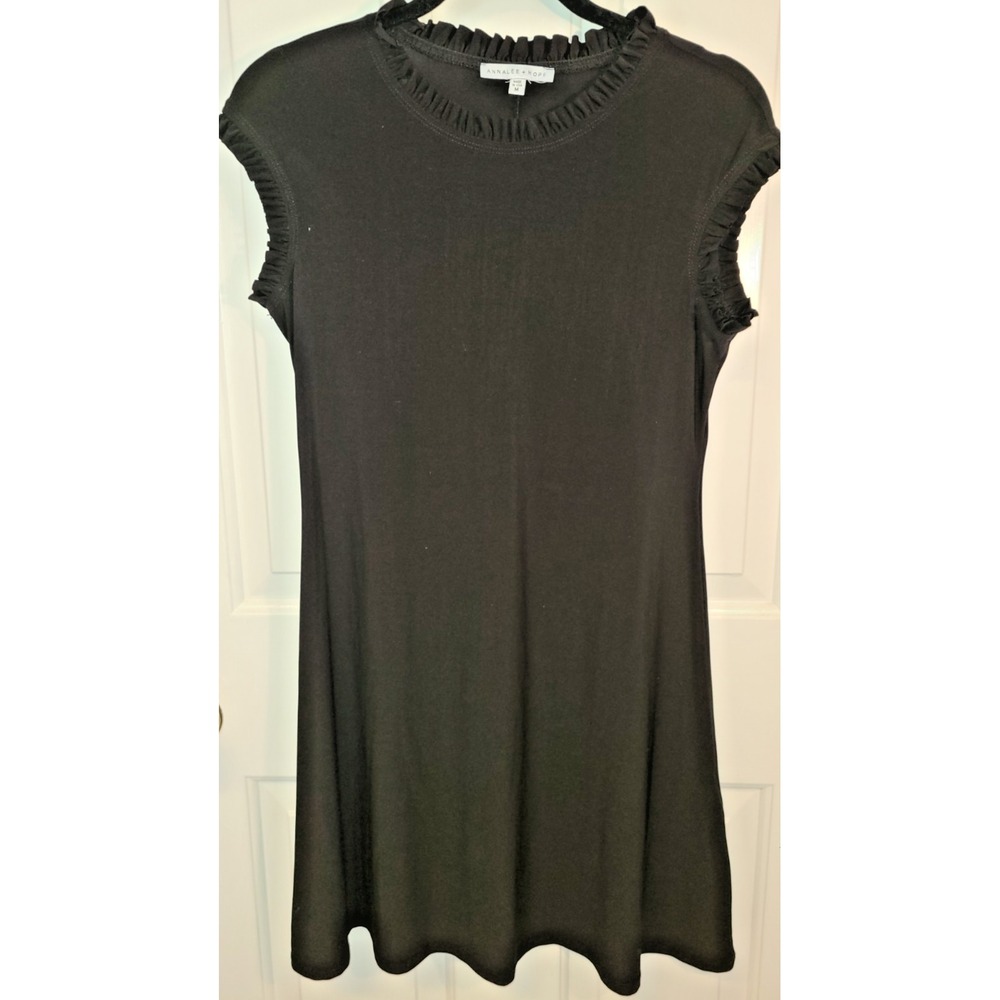 Annalee + Hope Black Ruffle Dress Sheath Preppy Resort Women's Size M‎